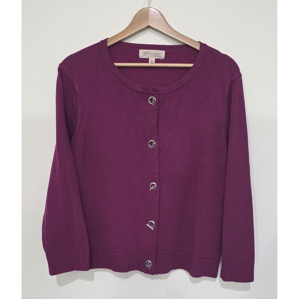 Philosophy Republic Clothing Purple Toggle Button Cardigan Sweater Womens XL